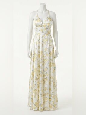 Fashion Nova White and Yellow Floral Maxi Dress SIZE L NWT